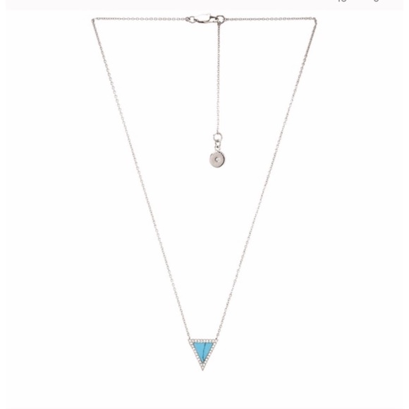 NWT Michael Kors Silver Turquoise Pendant Necklace - Picture 1 of 3